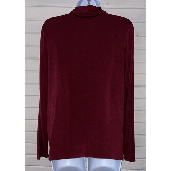 Liverpool Sz MEDIUM Dark Red Mock Neck L/S Knit Pullover Top Tunic EUC - Picture 6 of 10